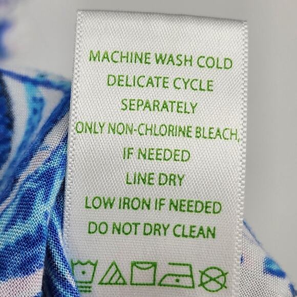 Lilly Pulitzer Blue & White Paisley Bell Sleeve Tunic Dress XXS Rayon Womens - Picture 5 of 6